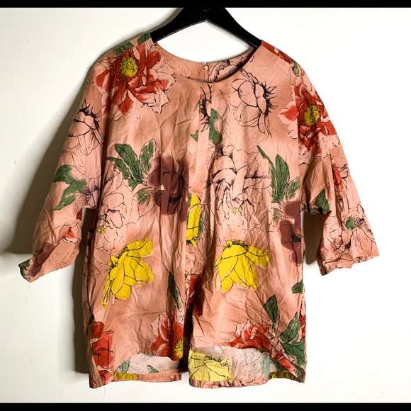 Melissa McCarthy Seven7 Tops - Seven7 Melissa McCarthy Peach Floral Blouse Plus